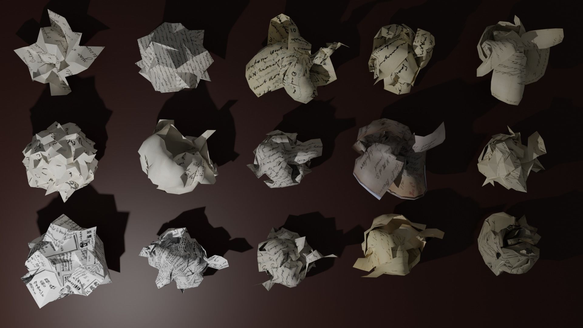 15 Crumpled Paper Ball 3D model_12