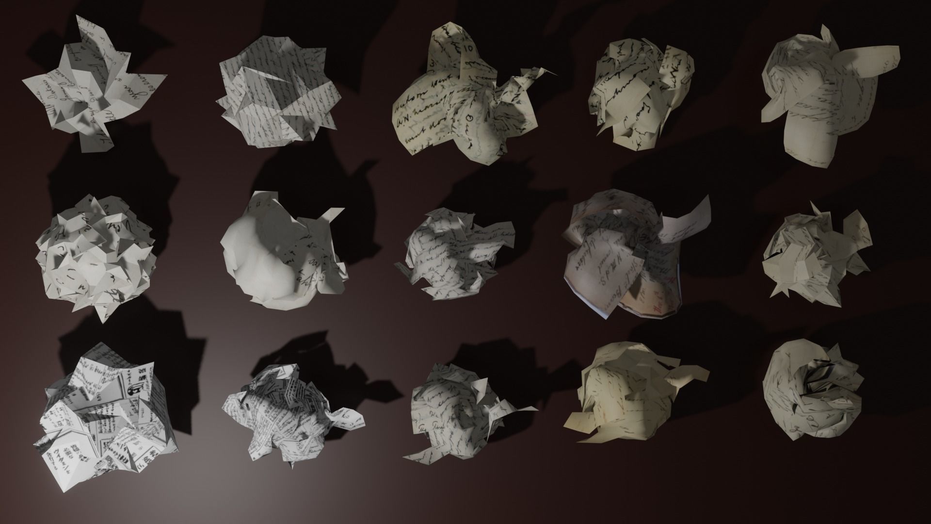 15 Crumpled Paper Ball 3D model_11