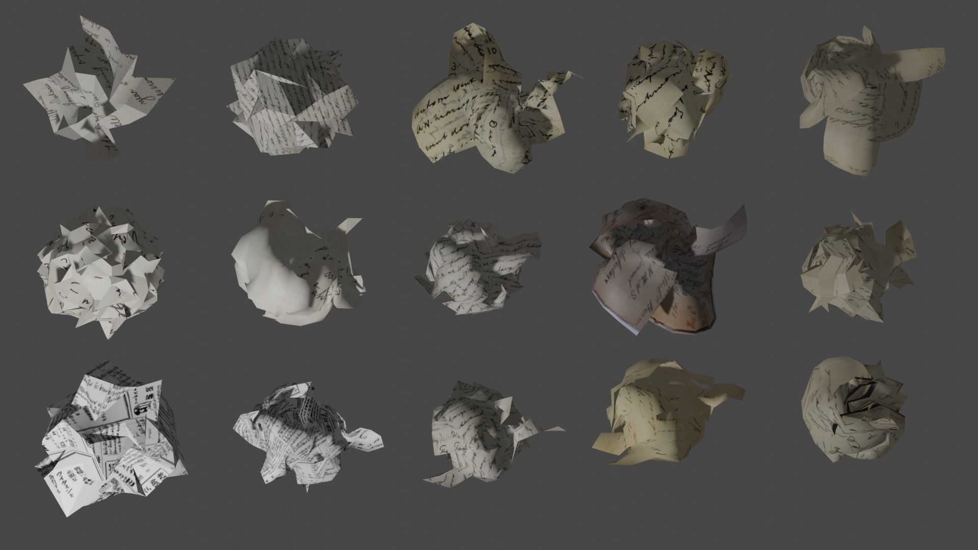 15 Crumpled Paper Ball 3D model_14