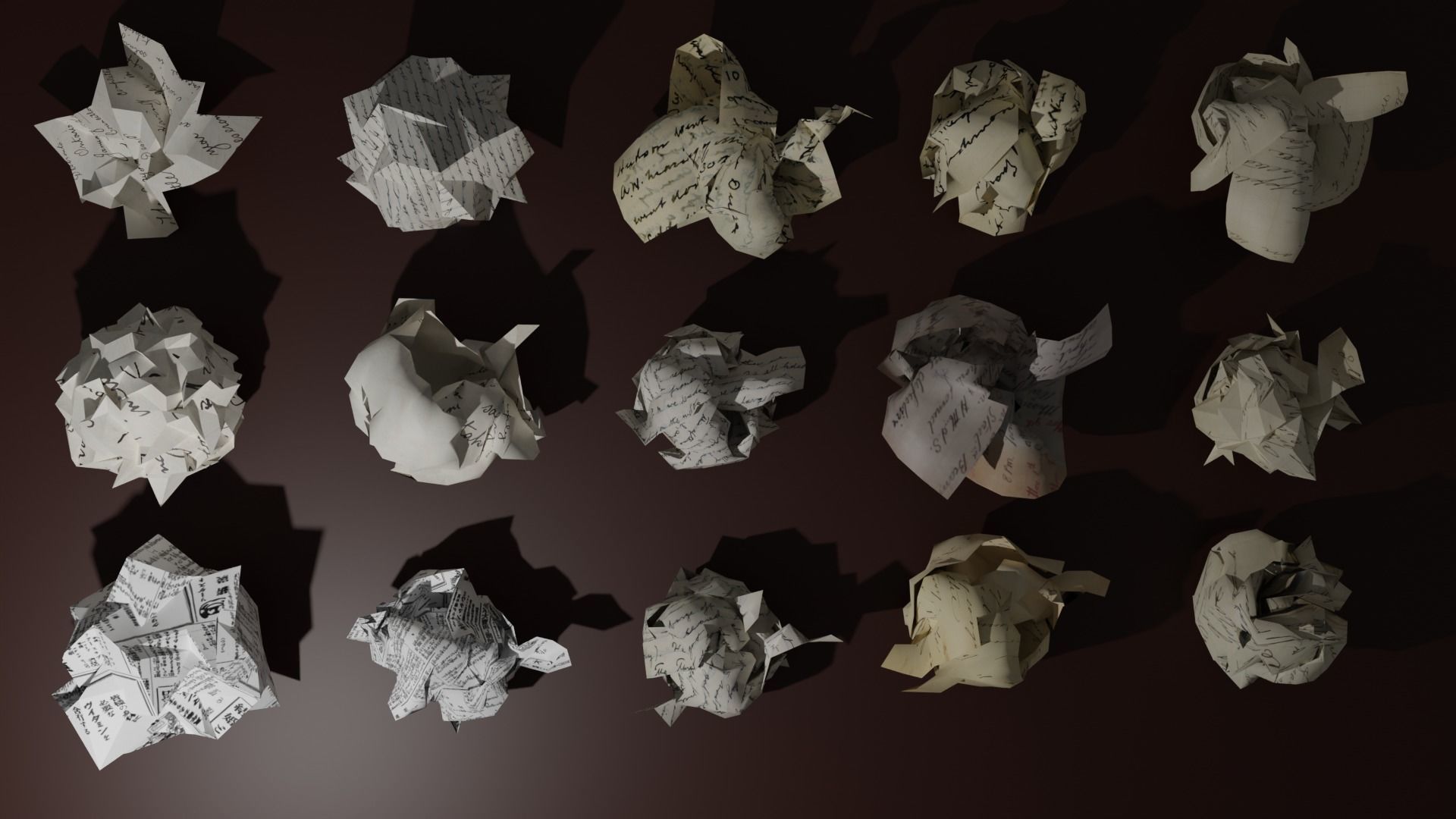 15 Crumpled Paper Ball 3D model_1