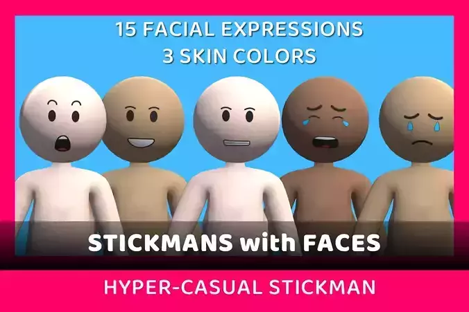 Lowpoly Stickman - Facial Expressions - HyperCasual Stickman