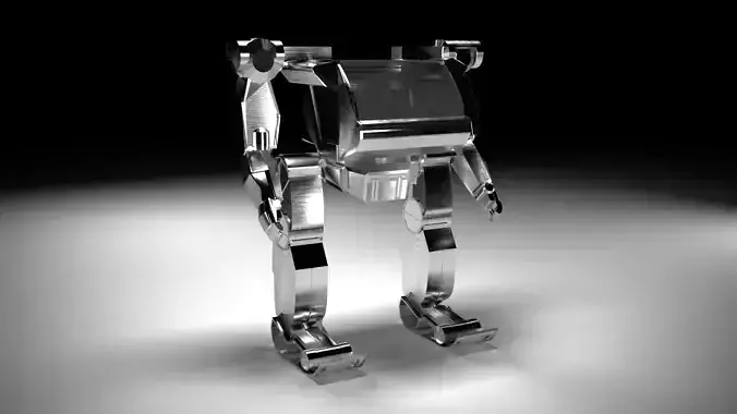 Game Ready Low Poly Robot silver 3D model