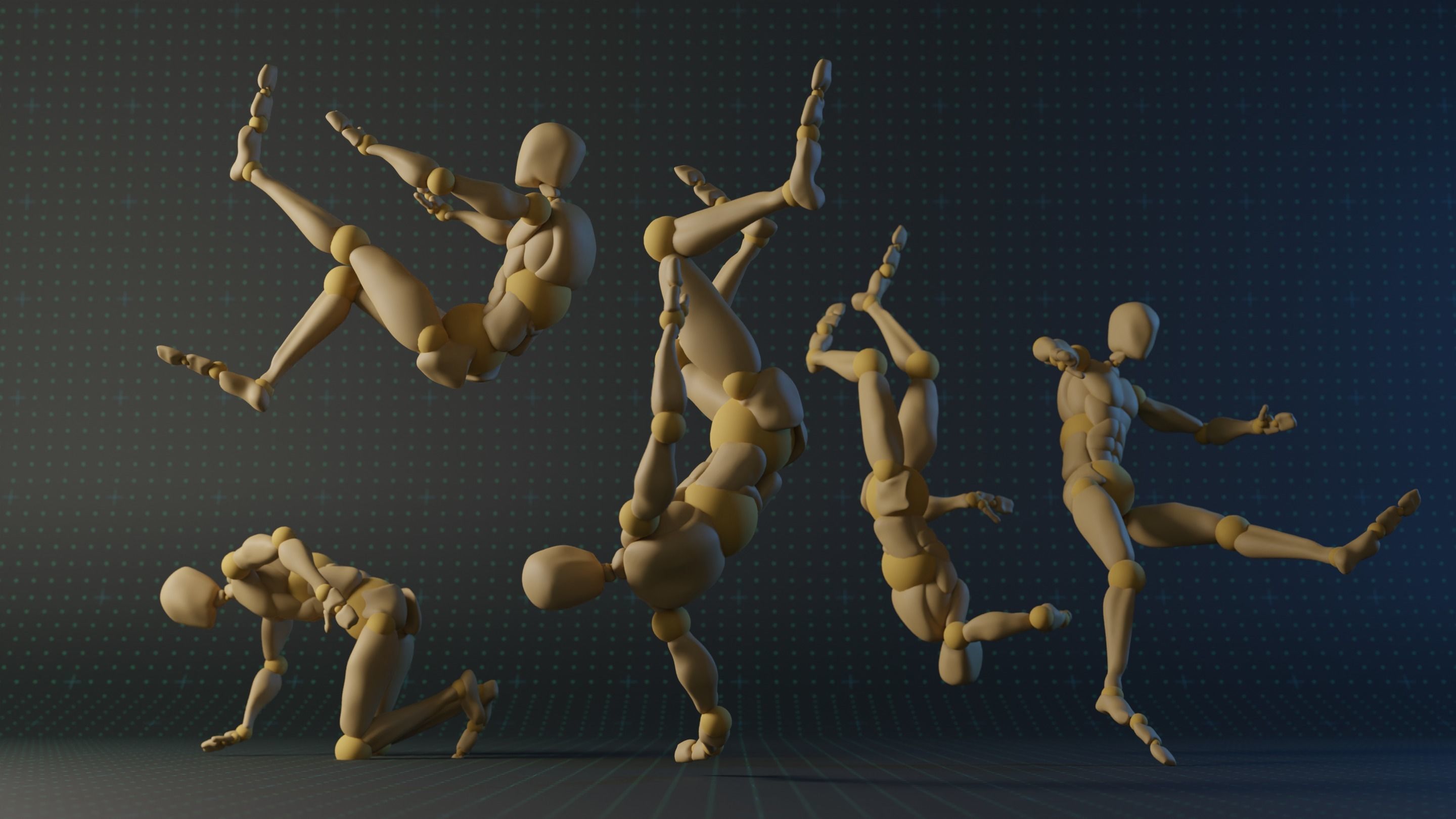 Falling Animation Mocap Motion Capture Collection Low-poly 3D model_19
