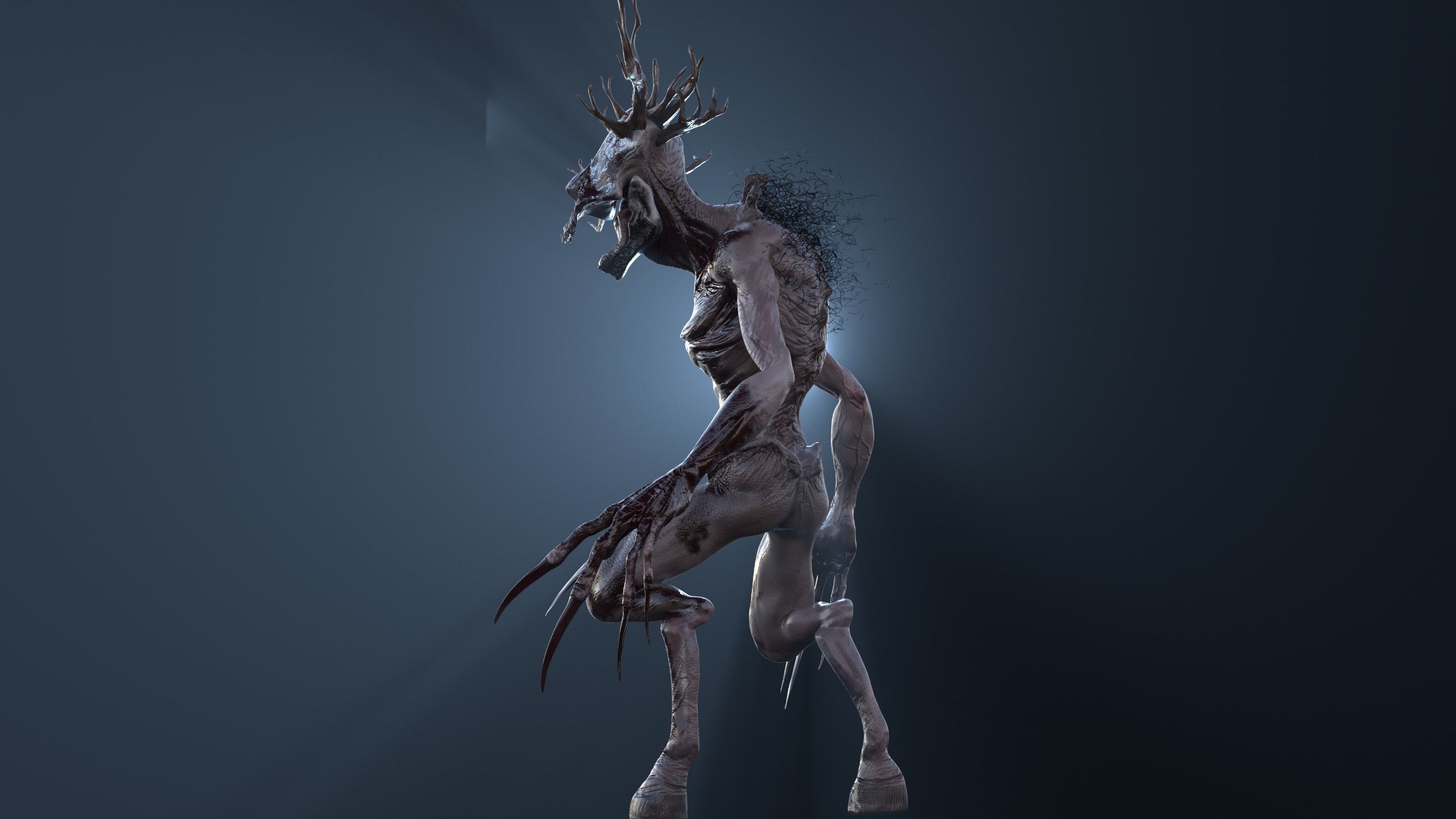 WENDIGO 3D MODEL demon on cloudy day Low-poly 3D model_3