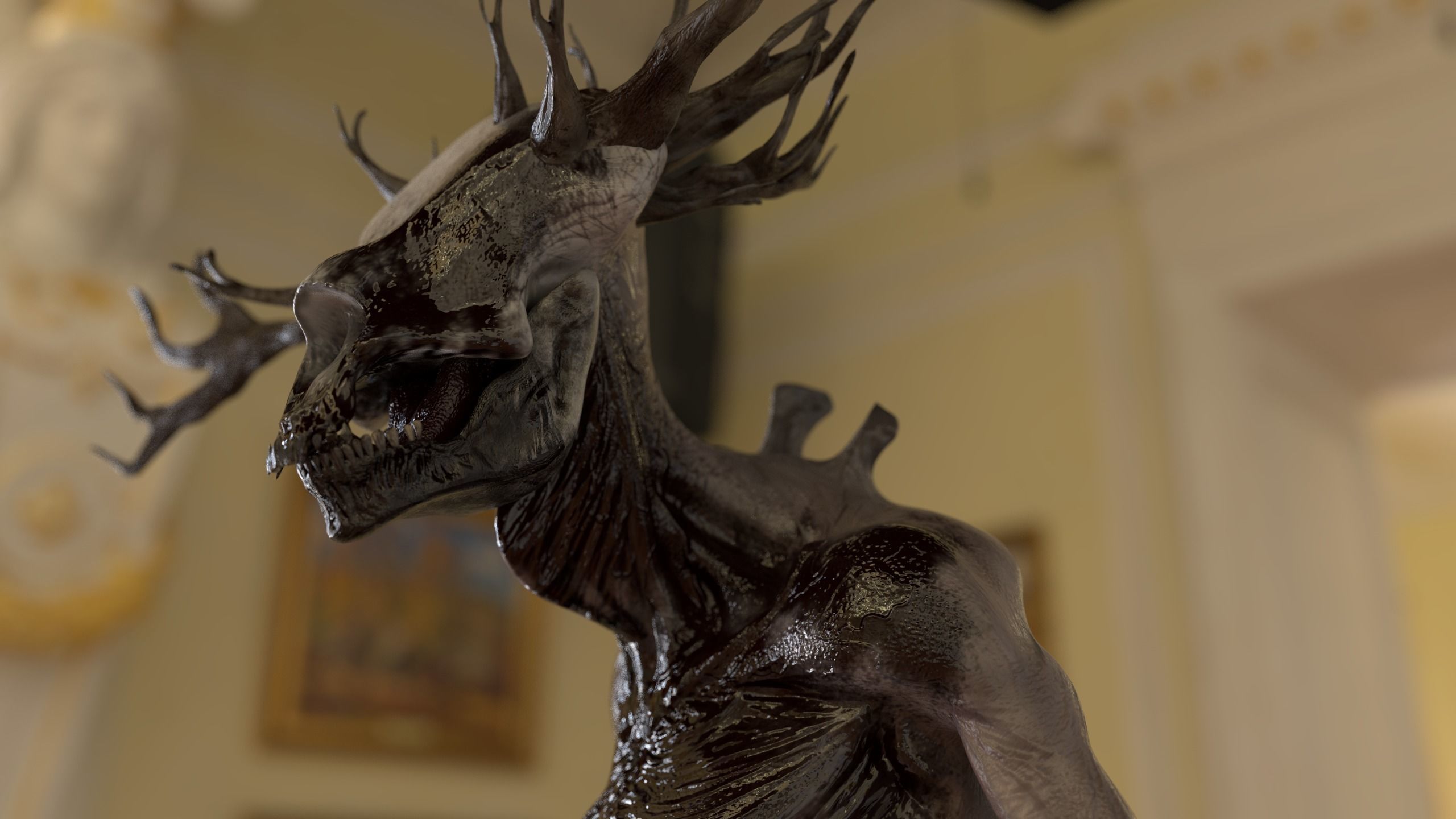 WENDIGO 3D MODEL demon on cloudy day Low-poly 3D model_4