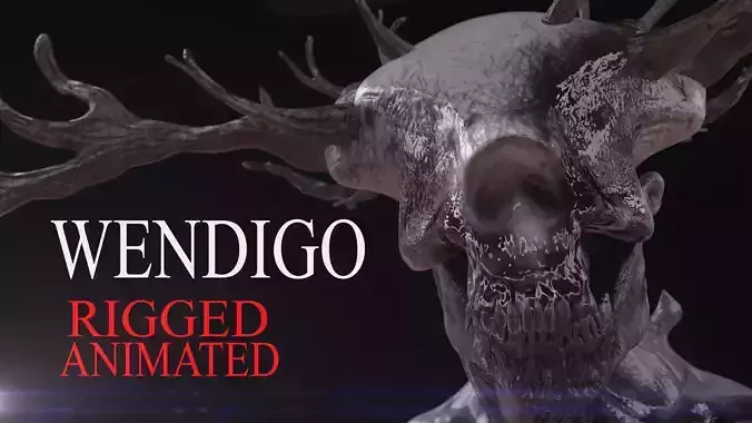 WENDIGO 3D MODEL demon on cloudy day Low-poly 3D model WENDIGO 3D MODEL demon on cloudy day Low-poly 3D model