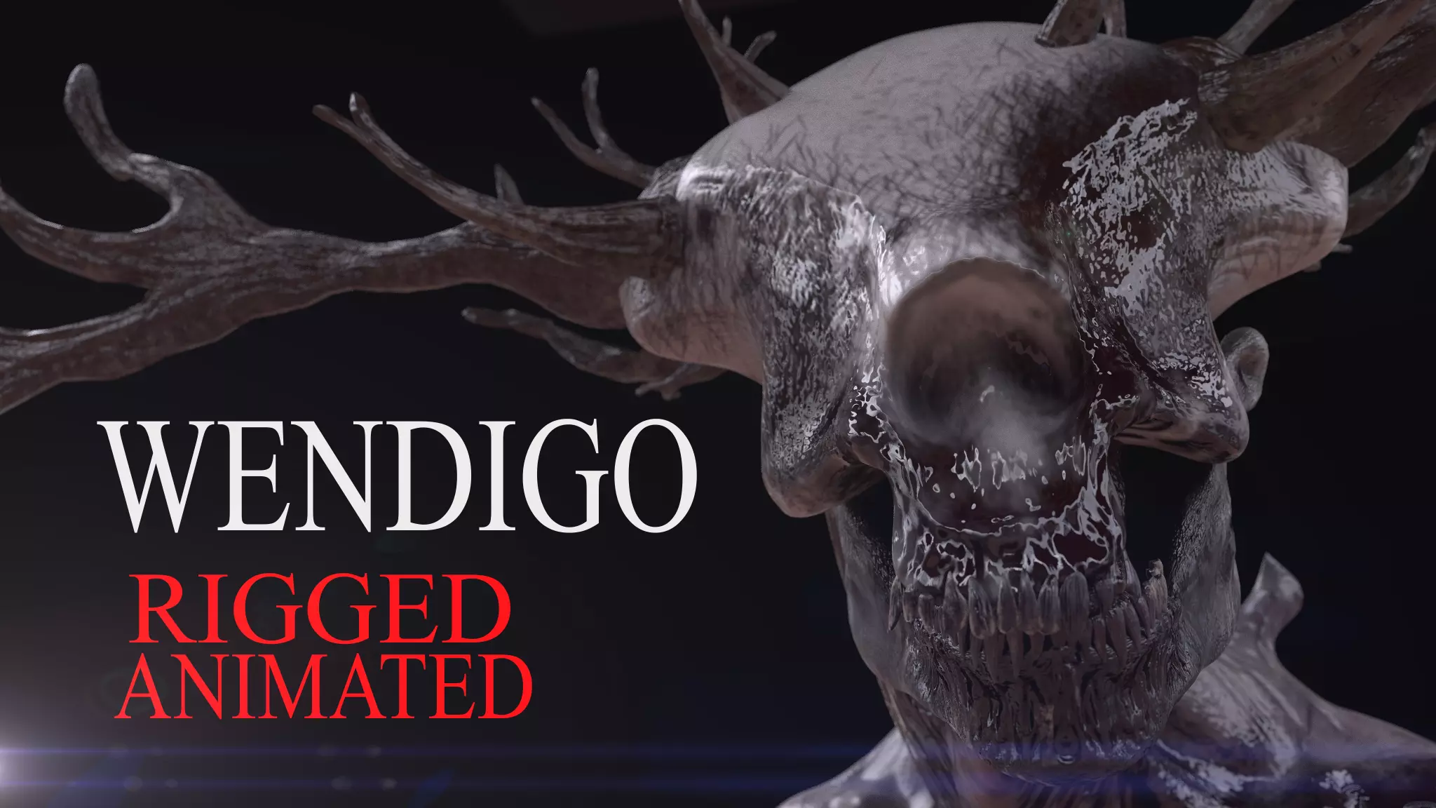 WENDIGO 3D MODEL demon on cloudy day Low-poly 3D model_0