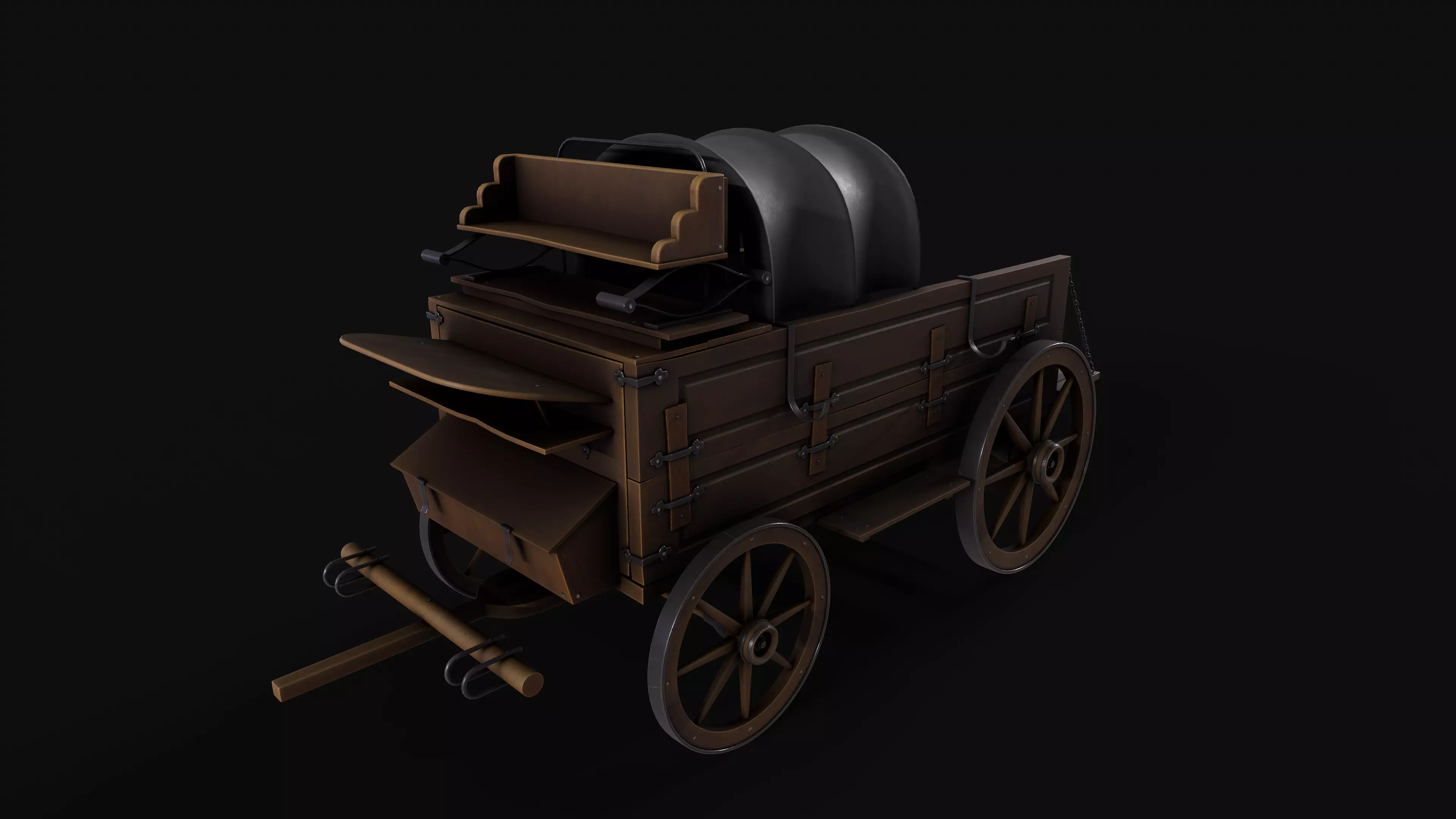 Horse-wagon old truck Low-poly 3D model