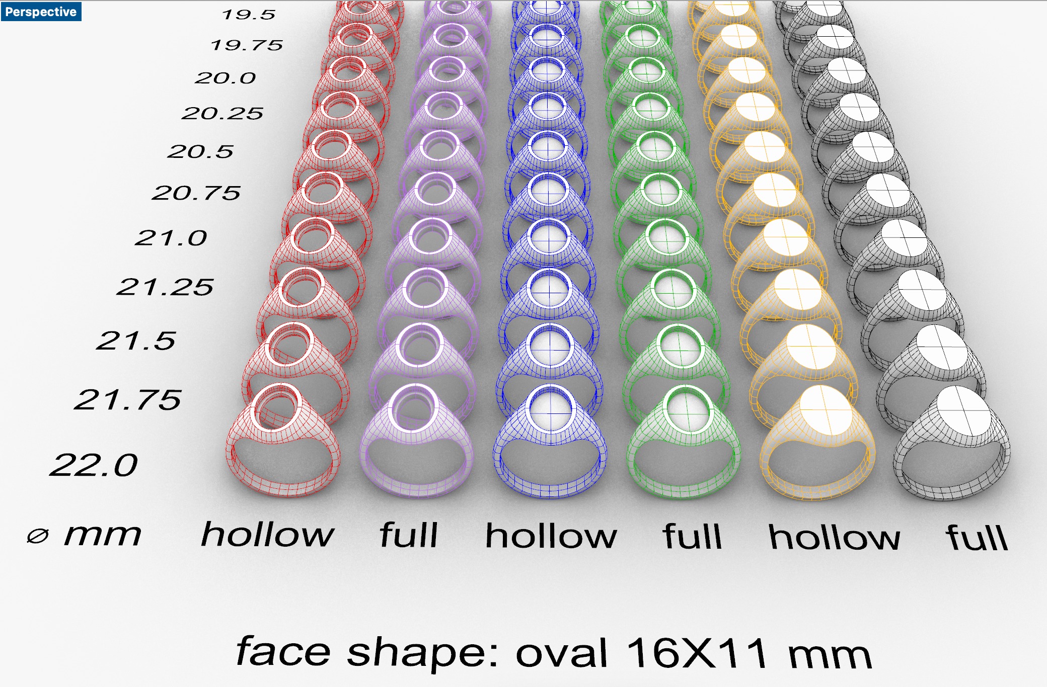 Oval 16x11 mm Signet Rings 174 items 3D print model_2