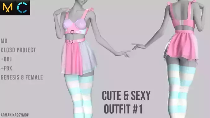 Cute Sexy Female Outfit Marvelous Designer Project