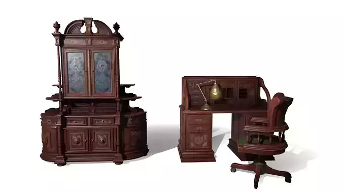 Antique Furnitures Low-poly 3D model
