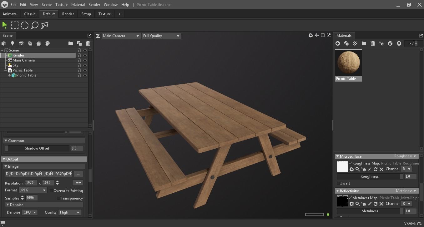 Picnic Table 3D Model Low-poly 3D model_6