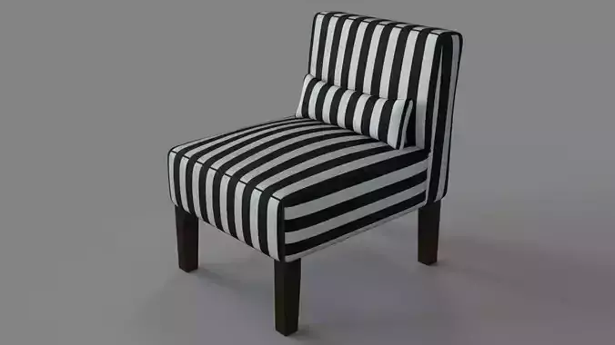 Skyline Furniture Canopy Stripe Black White Armless Chair 3D model