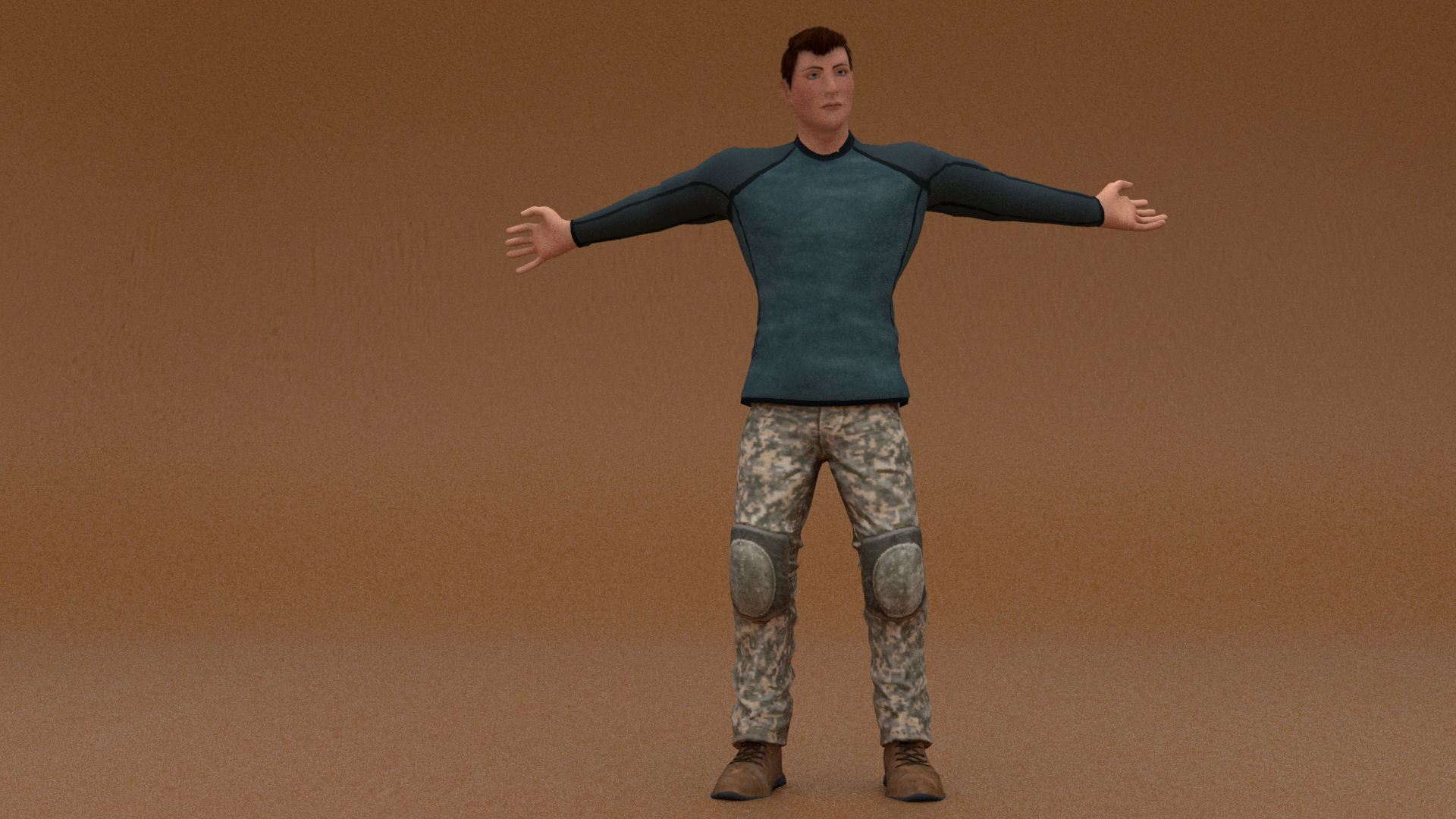 laos Game Male Fighter Low-poly 3D model_5