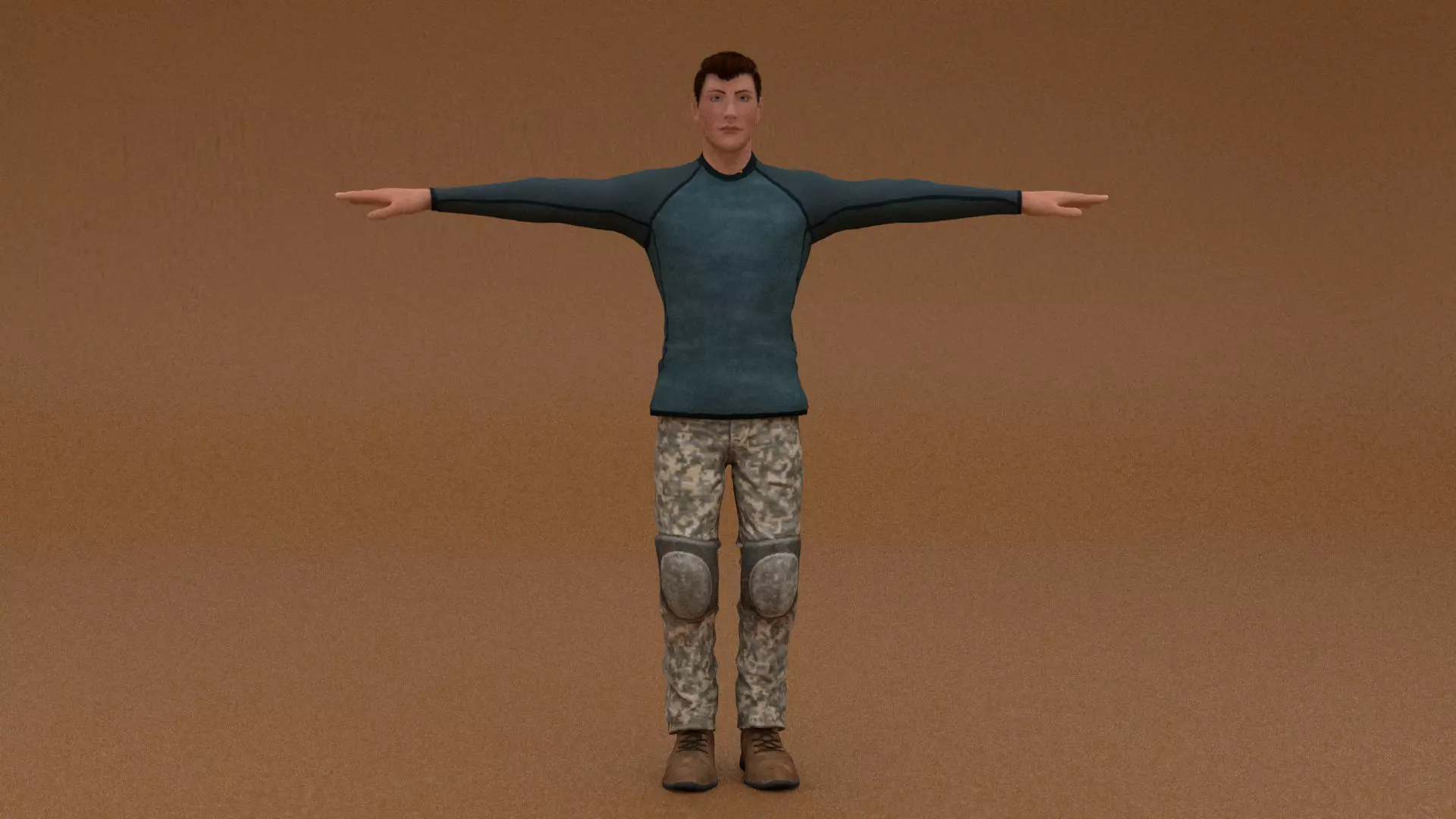 laos Game Male Fighter Low-poly 3D model_0