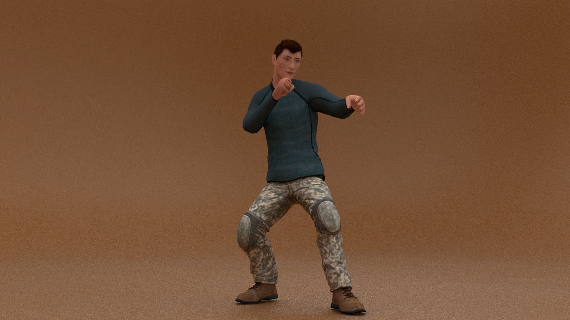 laos Game Male Fighter Low-poly 3D model_1