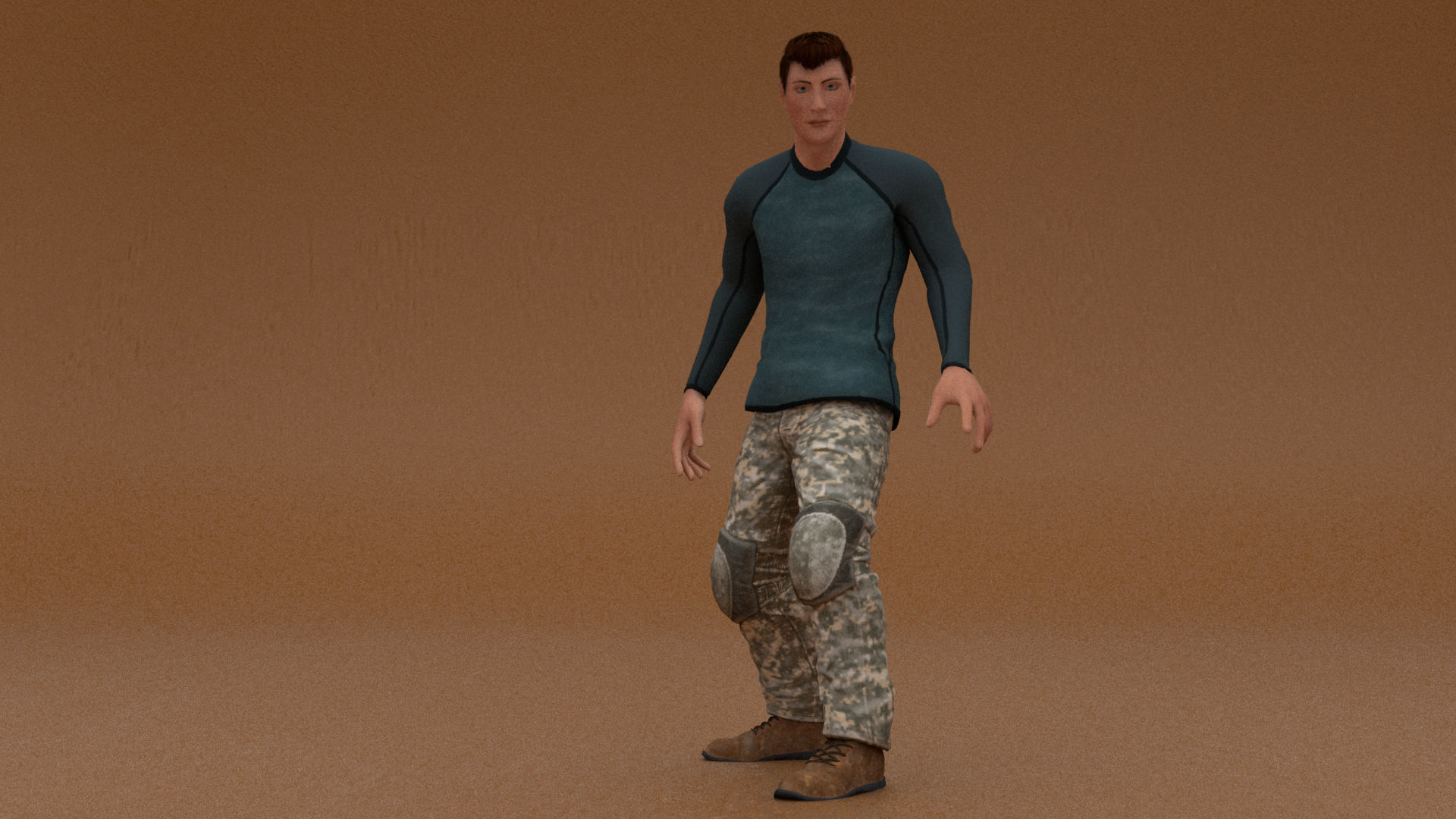laos Game Male Fighter Low-poly 3D model_4