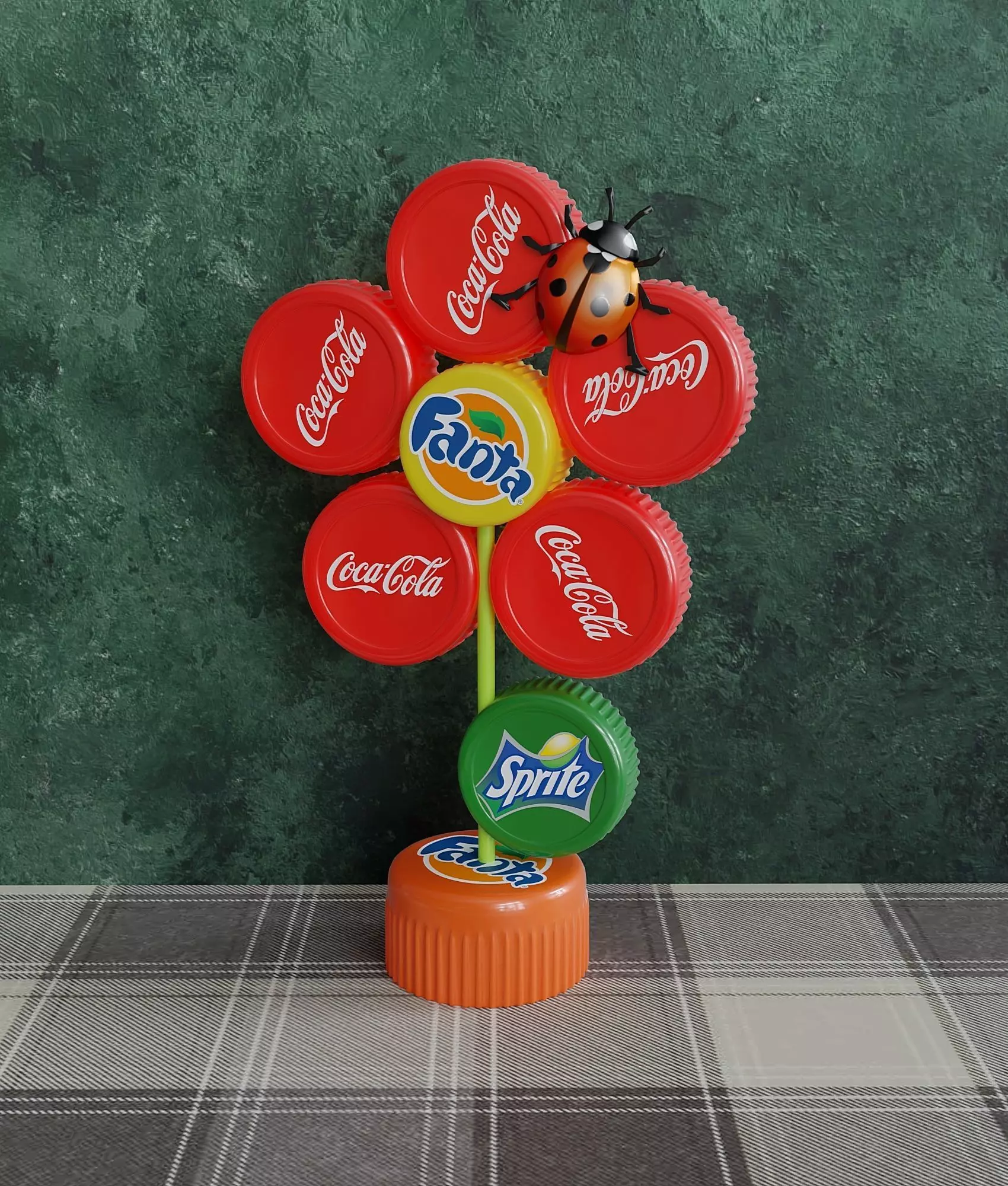 Flower made from drink caps Free 3D model