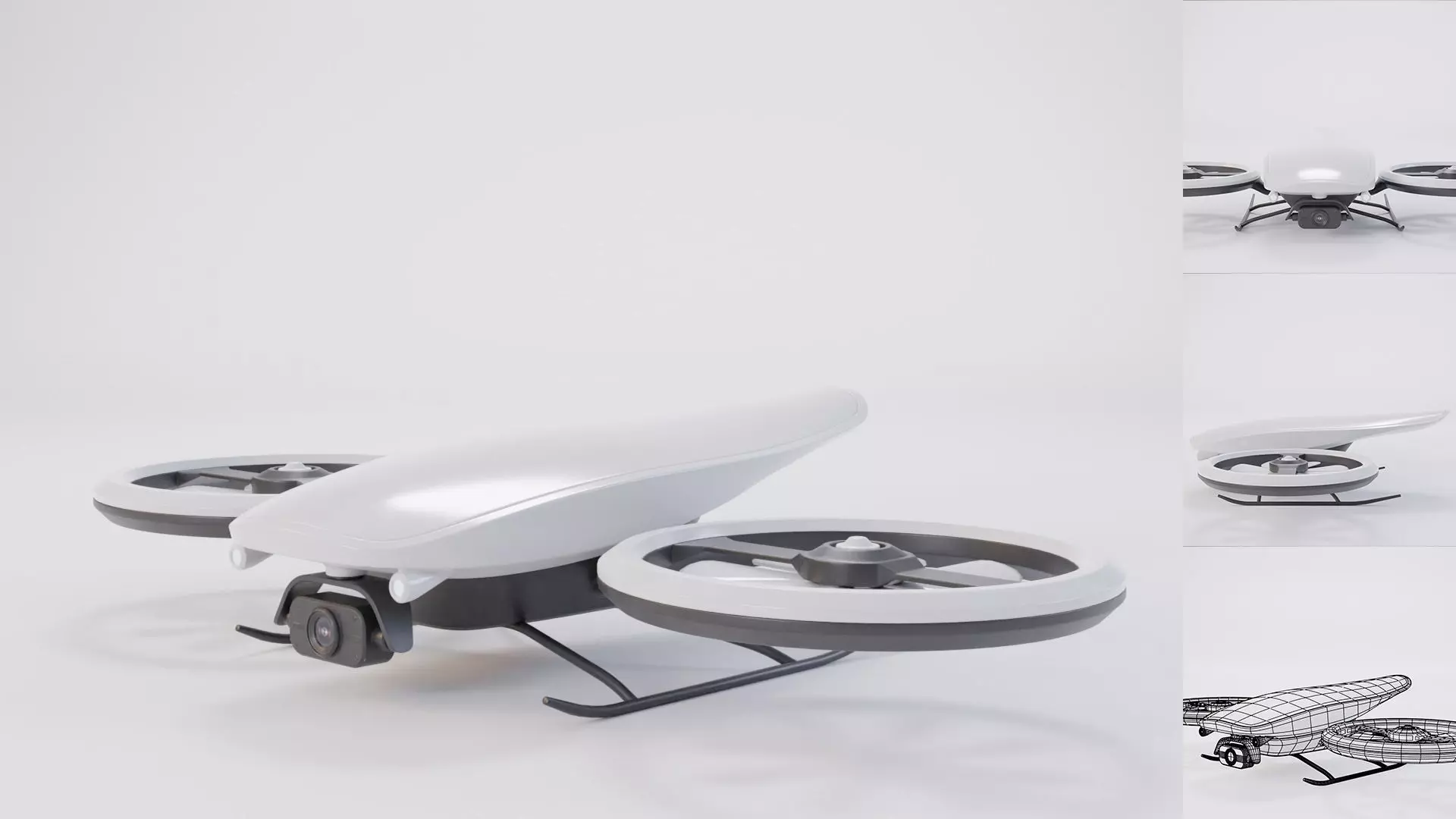 Futuristic Military Mini Drone Low-poly 3D model_0