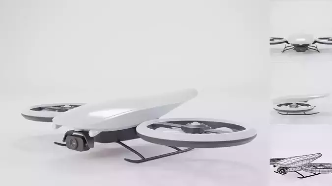 Futuristic Military Mini Drone Low-poly 3D model Futuristic Military Mini Drone Low-poly 3D model