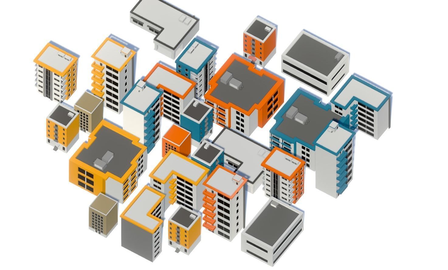 3D Low Poly - Buildings Pack Low-poly 3D model_4