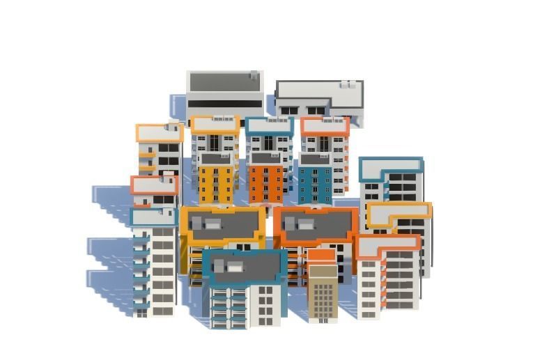 3D Low Poly - Buildings Pack Low-poly 3D model_1