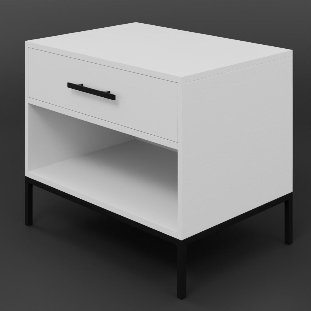 White Side Table 3D model_2