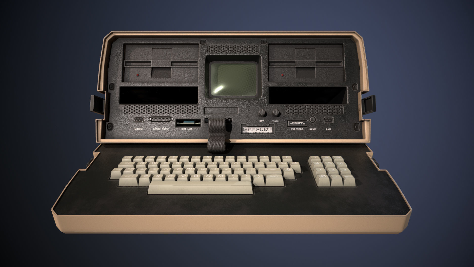 Osborne 1 old computer Low-poly 3D model_5