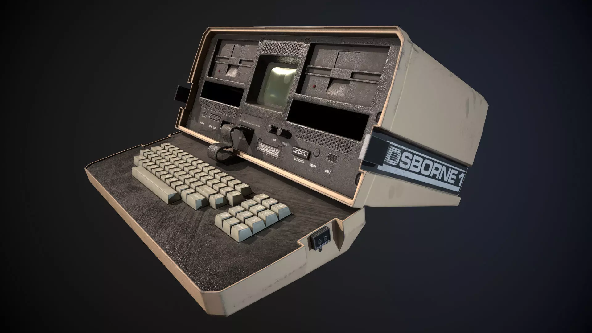 Osborne 1 old computer Low-poly 3D model_0