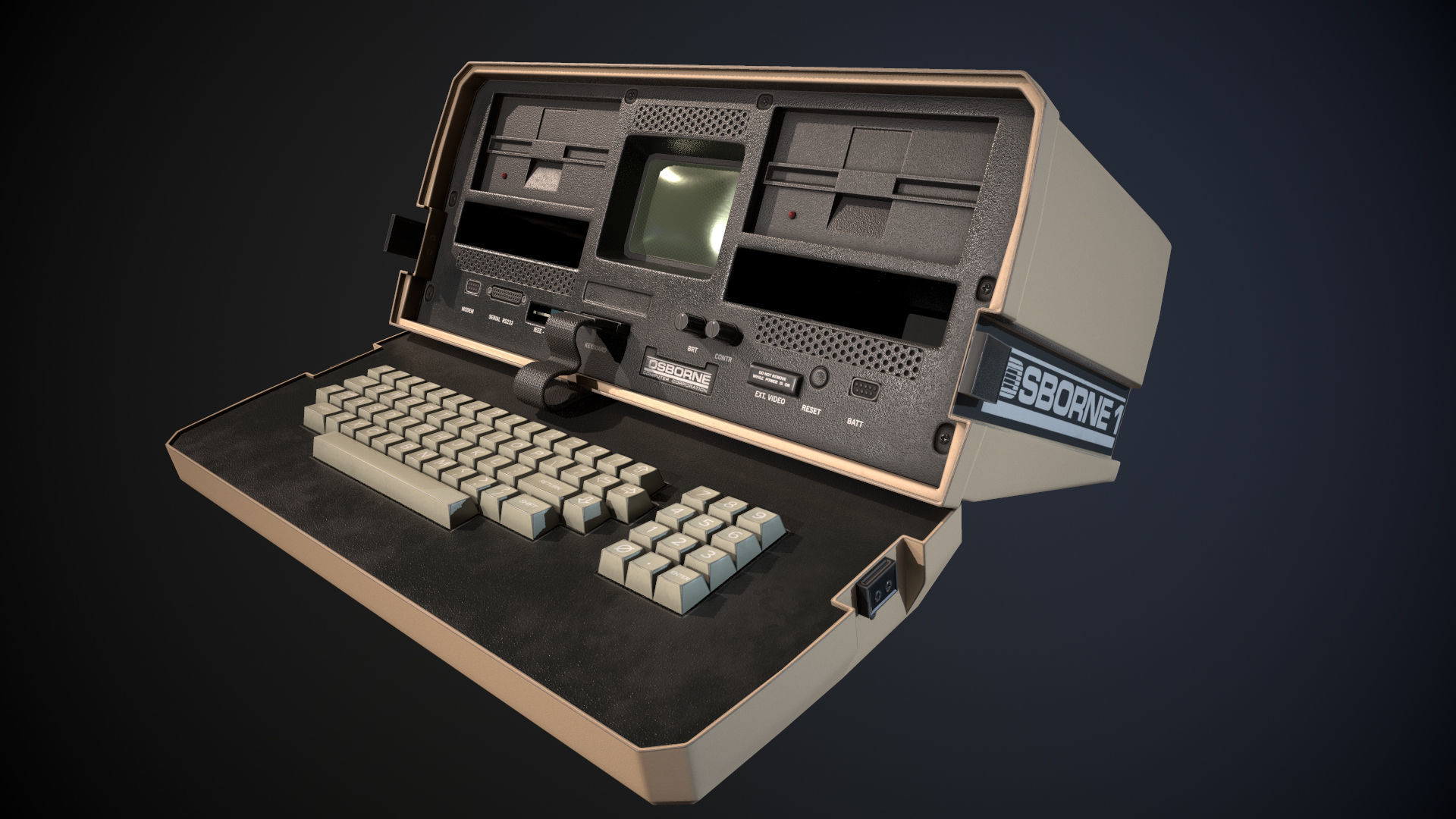 Osborne 1 old computer Low-poly 3D model_4