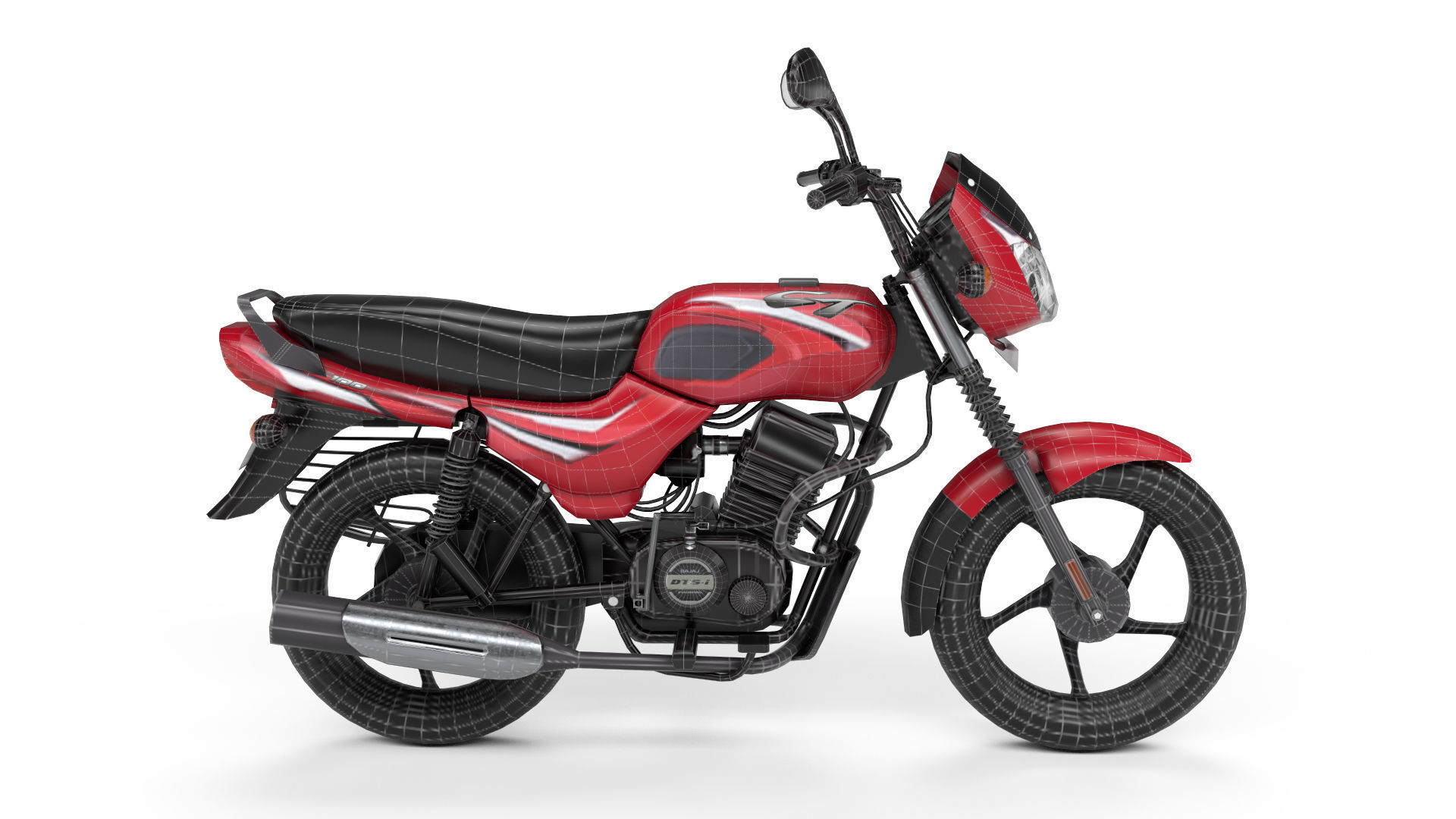 Bajaj CT 100 Low-poly 3D model_9