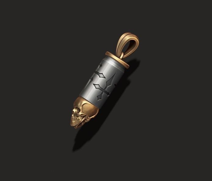 bullet skull pendant v3  3D print model_1