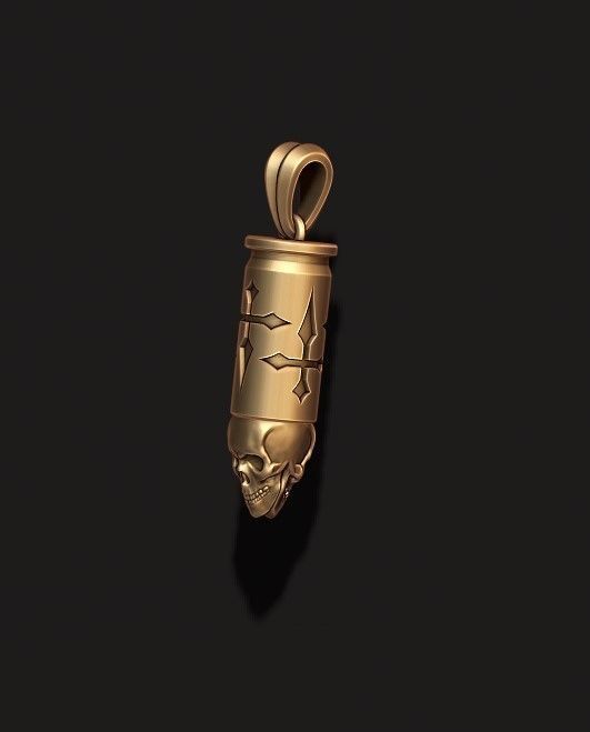 bullet skull pendant v3  3D print model_6
