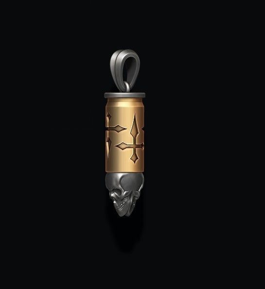 bullet skull pendant v3  3D print model_3
