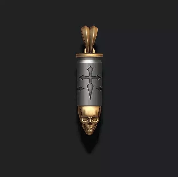 bullet skull pendant v3  3D print model_0