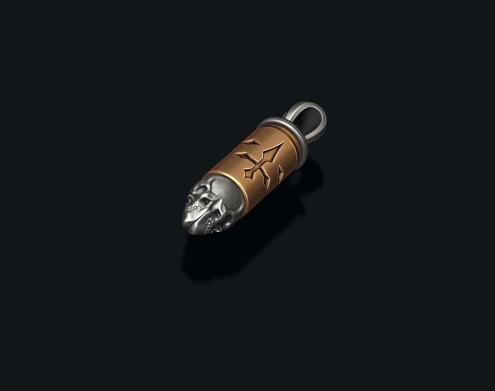 bullet skull pendant v3  3D print model_4