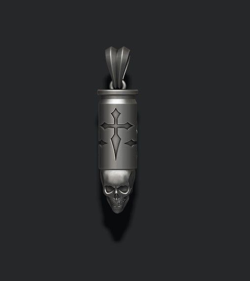bullet skull pendant v3  3D print model_5