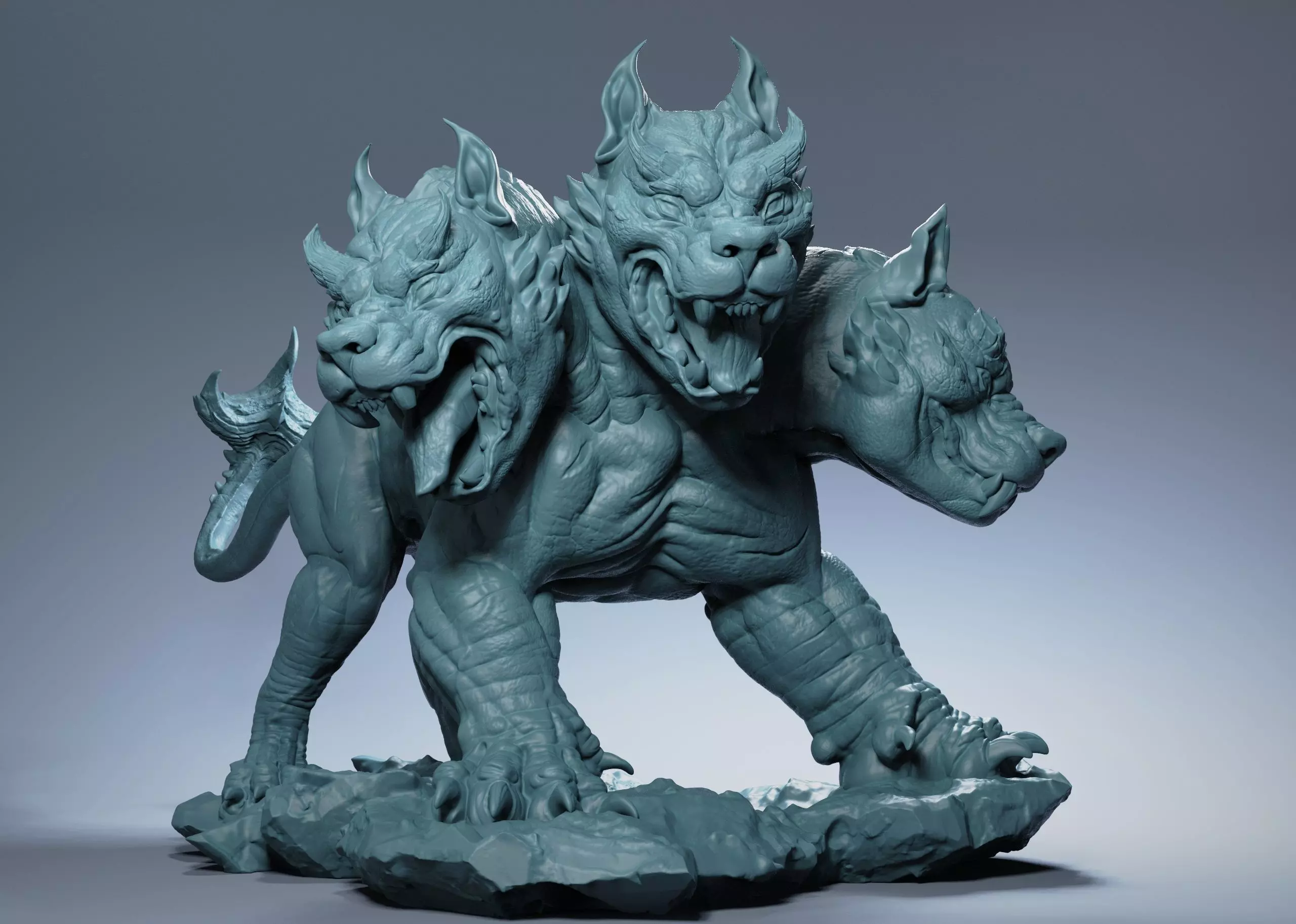 Cerberus statue of lion with claws 3D print model_0
