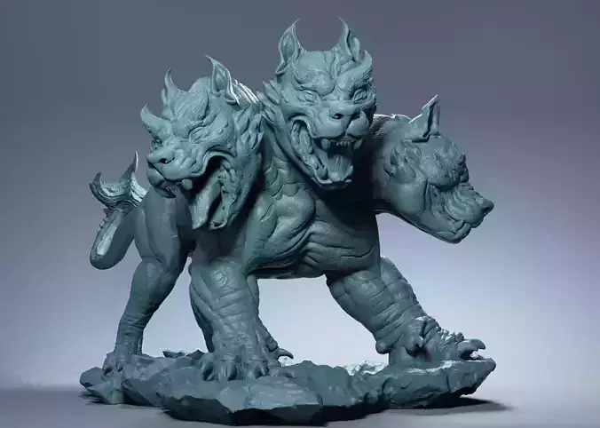 Cerberus statue of lion with claws 3D print model