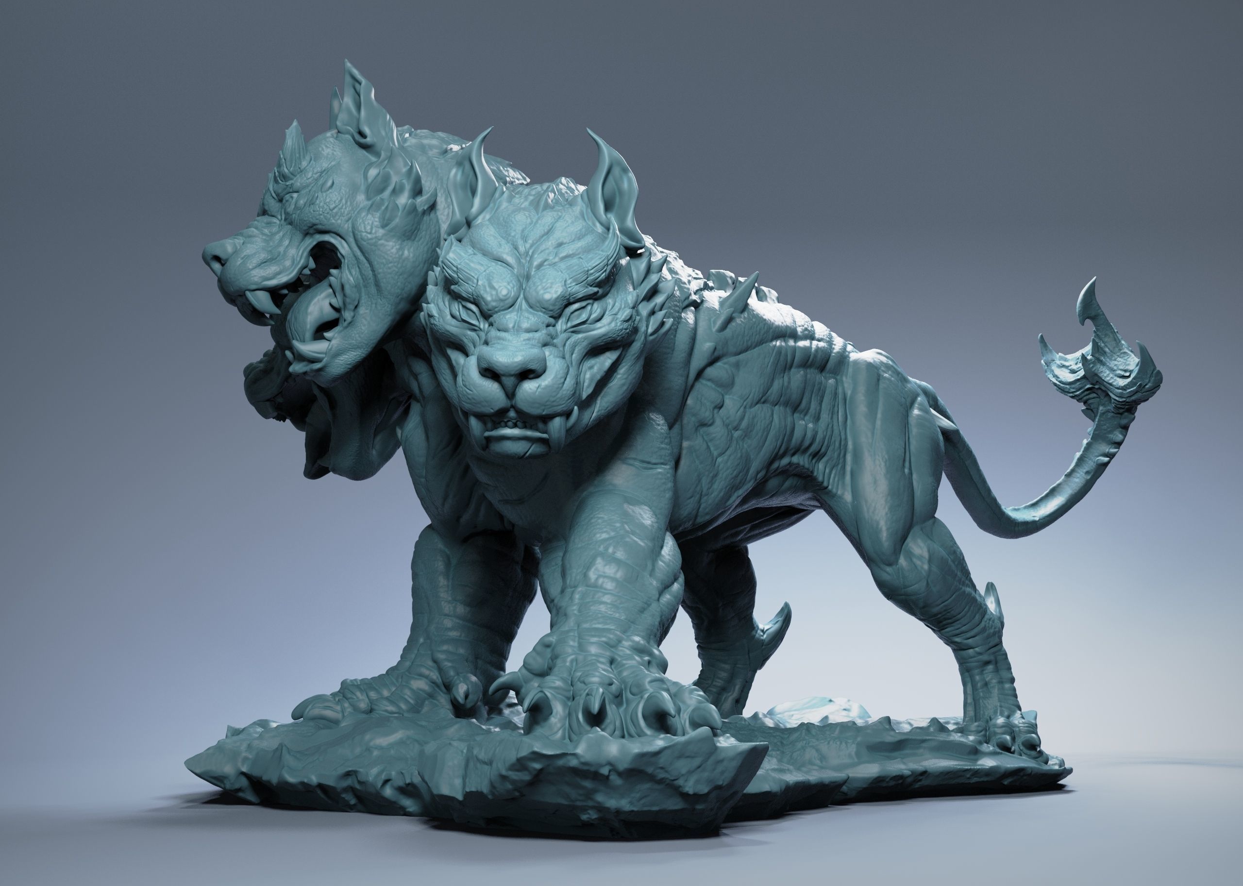 Cerberus statue of lion with claws 3D print model_3