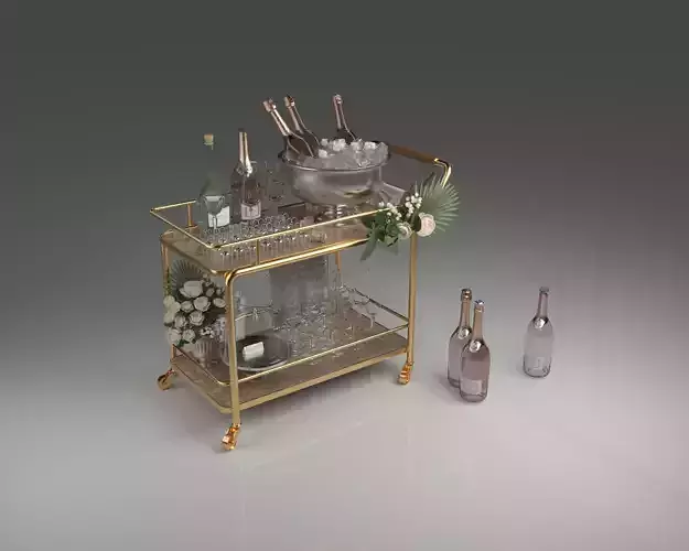 champagne cart with decorations