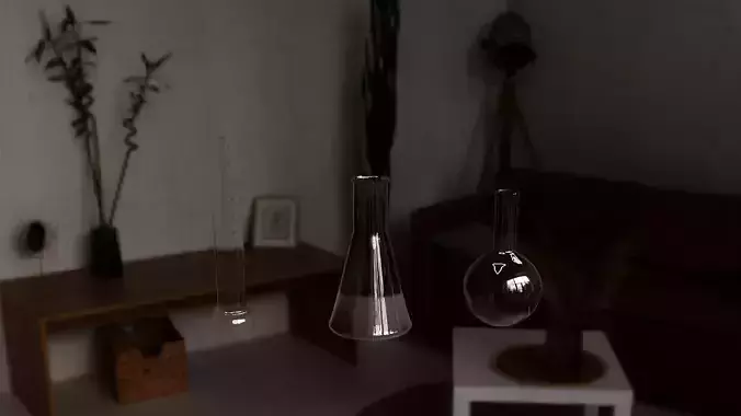 Flasks living room with two lamps TEST Model Free 3D model