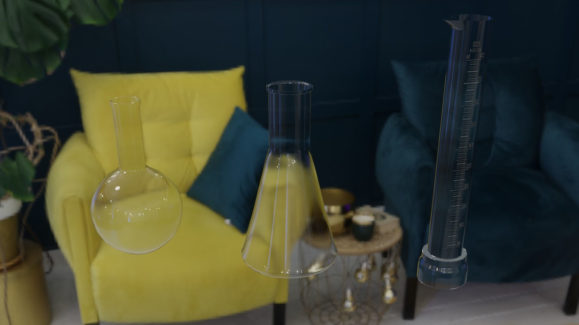 Flasks living room with two lamps TEST Model Free 3D model_4