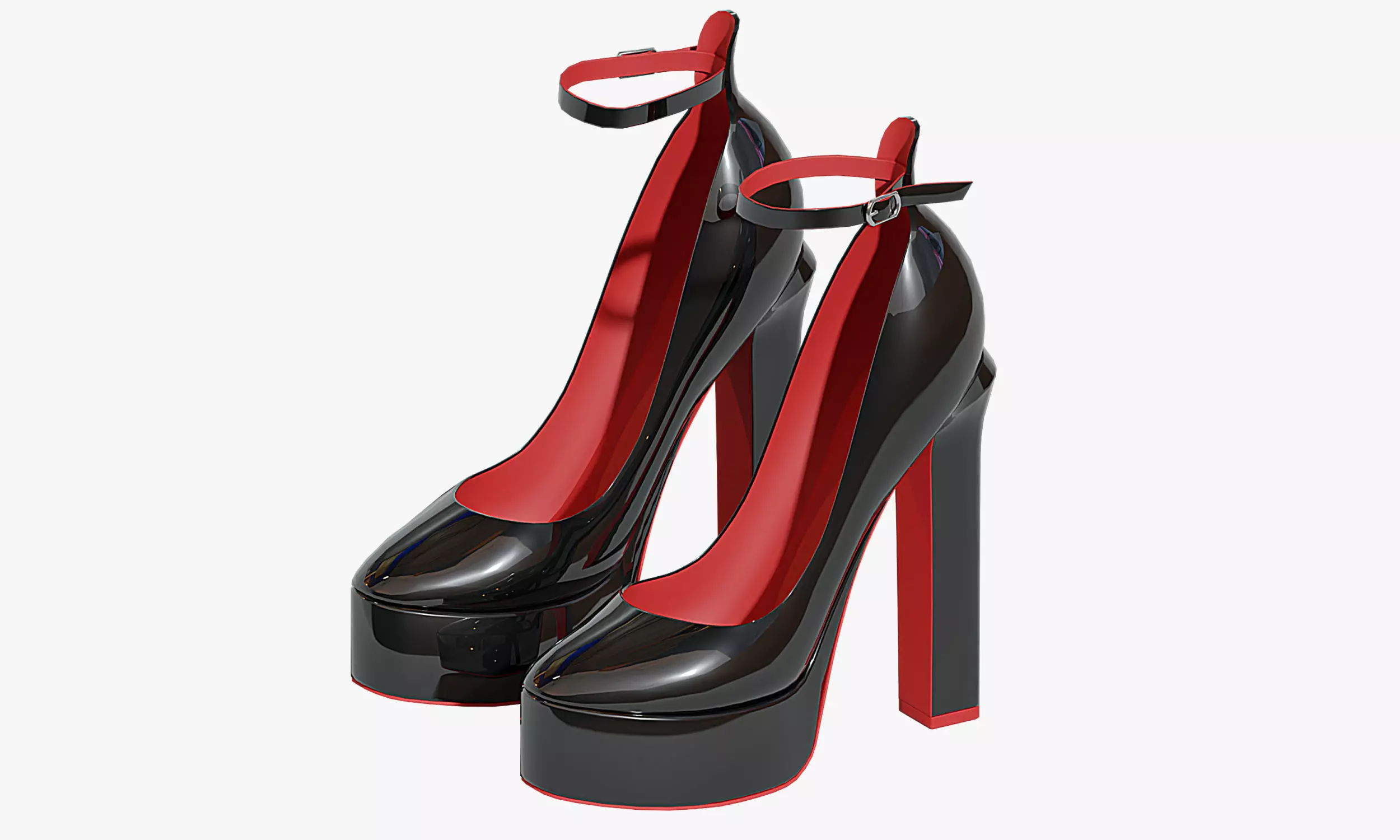 High Heels 02 Black 3D model_0