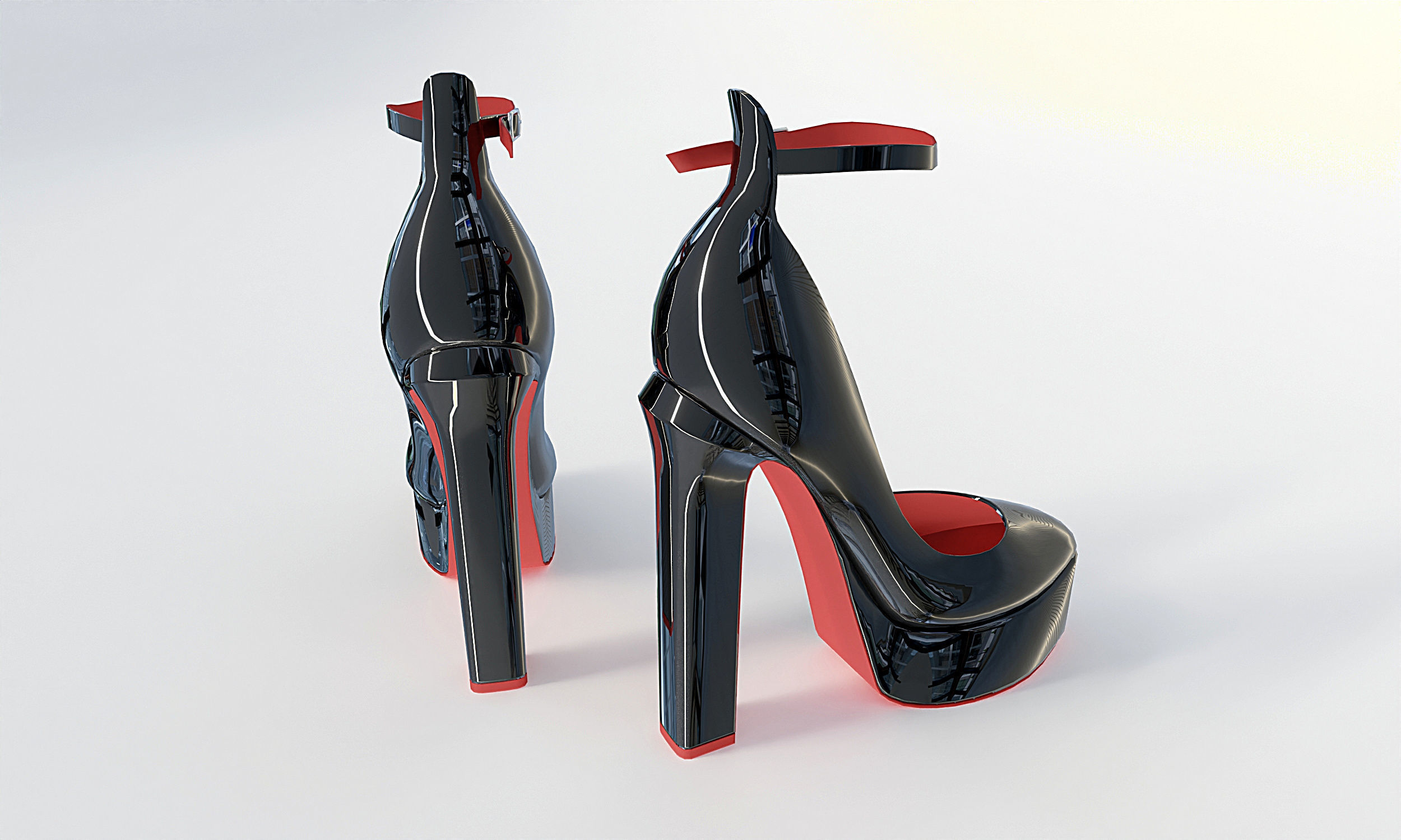High Heels 02 Black 3D model_2