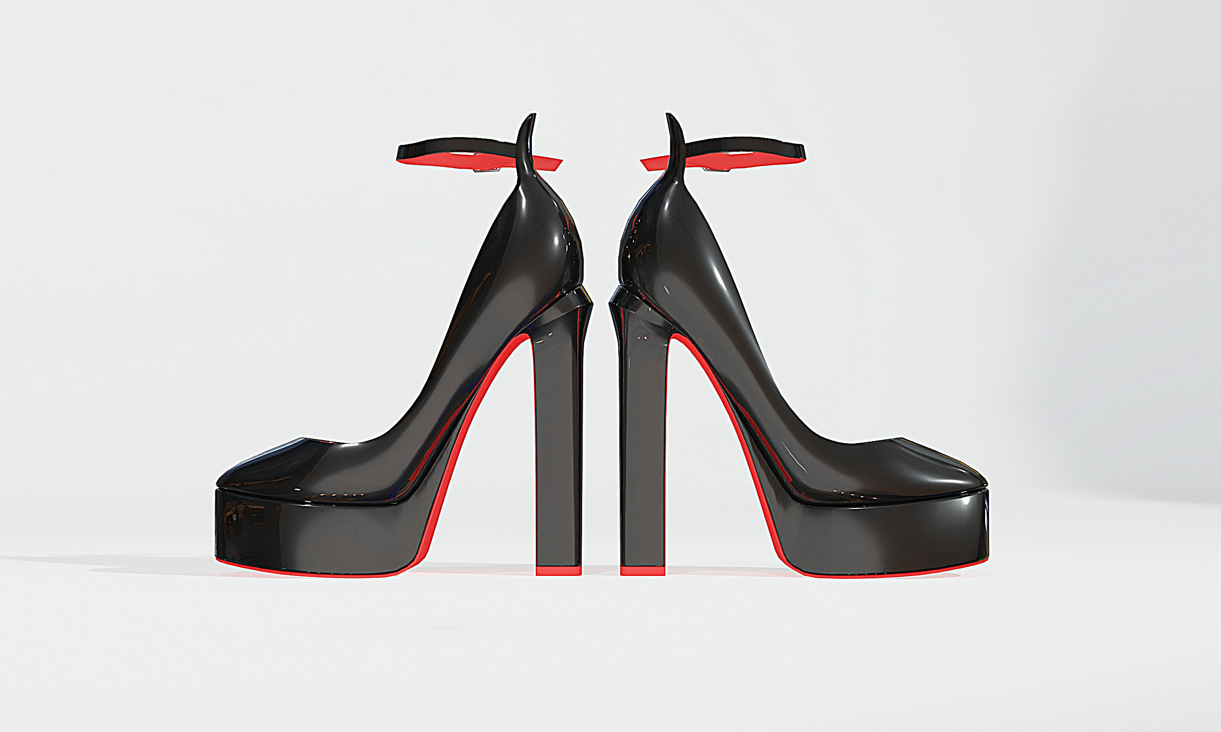 High Heels 02 Black 3D model_4
