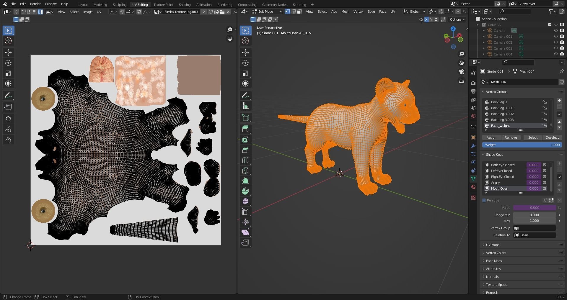 Fur Tiger Cub Rigged and Animated in Blender Low-poly 3D model_18