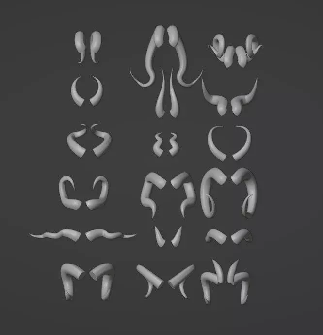 Simple Horns Pack 3D model_0