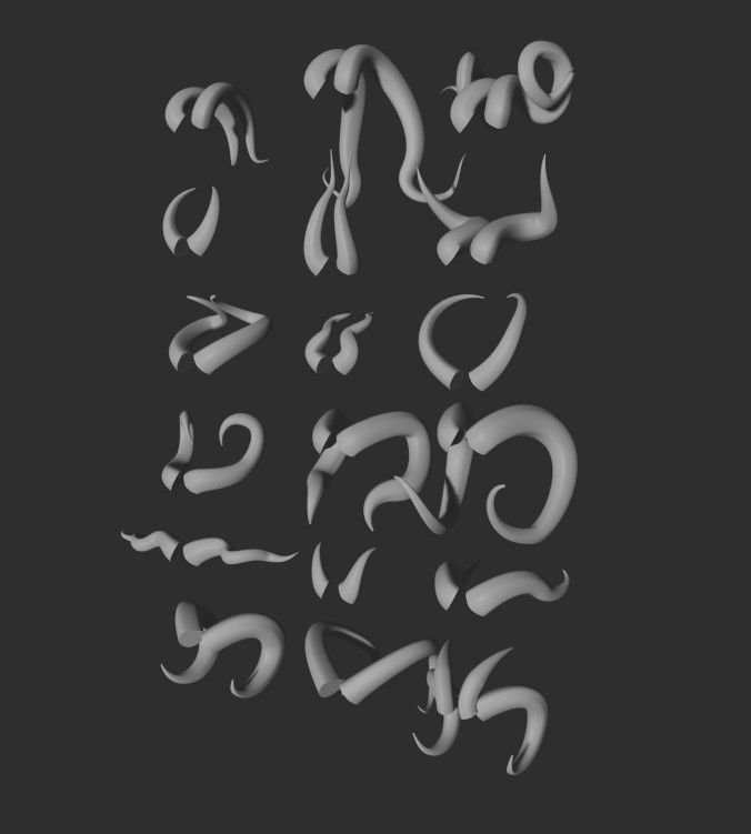 Simple Horns Pack 3D model_4