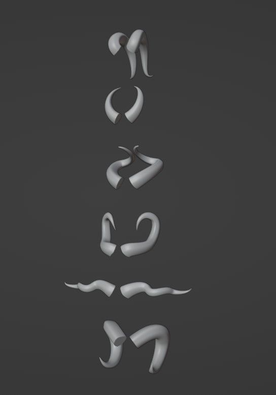 Simple Horns Pack 3D model_5
